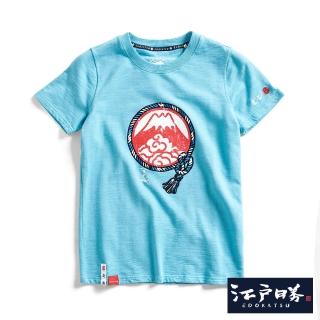 【EDWIN】江戶勝 女裝 忍者系列 注連繩LOGO印花短袖T恤(水藍色)