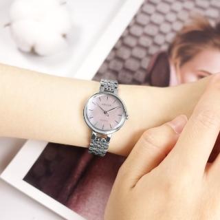 【CITIZEN 星辰】L 光動能 珍珠母貝 藍寶石水晶玻璃 不鏽鋼手錶 粉色 28mm(EM0990-81Y)
