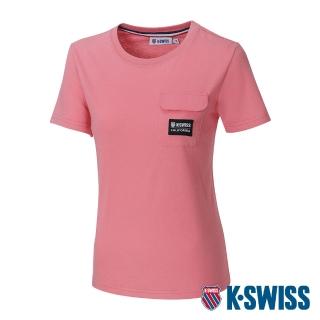 【K-SWISS】棉質吸排T恤 Label Pocket Tee-女-莓粉(198074-696)