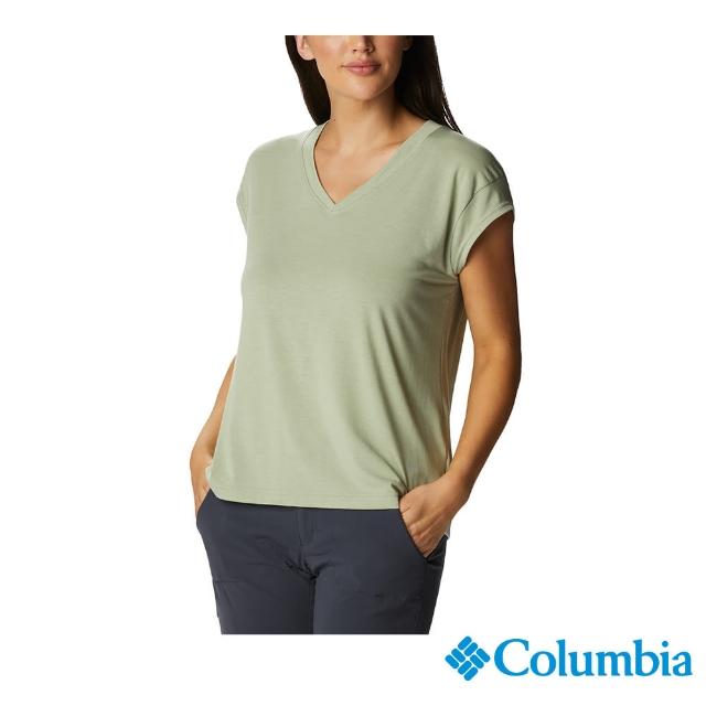 【Columbia 哥倫比亞 官方旗艦】女款-Boundless Beauty快排短袖上衣-灰綠(UAR99260GG / 2023年春夏)