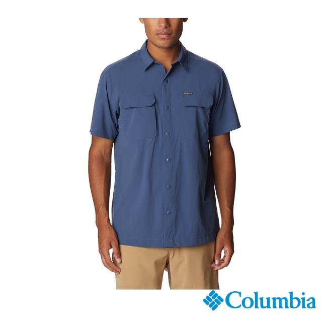 【Columbia 哥倫比亞 官方旗艦】男款-Canyon Gate超防潑短袖襯衫-深藍(UAE55530NY  / 2023年春夏)