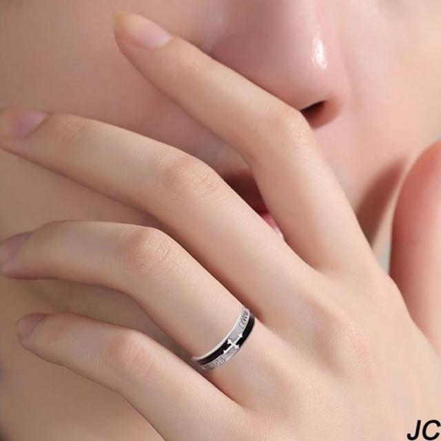 【JC Collection】純銀925十字造型潮流個性可調節戒指(銀色)