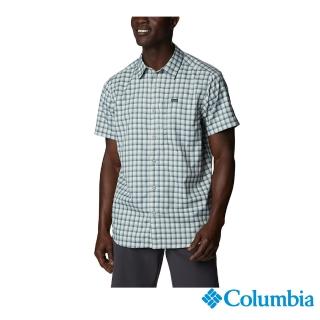 【Columbia 哥倫比亞 官方旗艦】男款-Silver Ridge超防曬UPF50快排短袖襯衫-綠格紋(UAE09380GX / 2023年