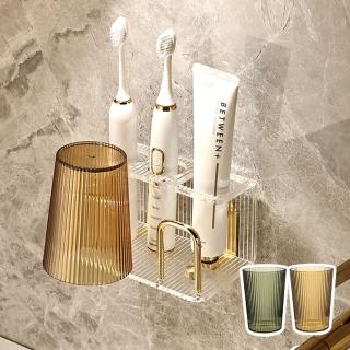 【帕斯特收納生活】歐風壓克力雙人牙刷架 電動牙刷架 浴室收納 置物架 雙人
