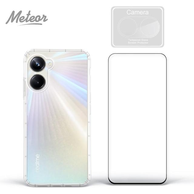 【Meteor】realme 10 Pro 手機保護超值3件組(透明空壓殼+鋼化膜+鏡頭貼)