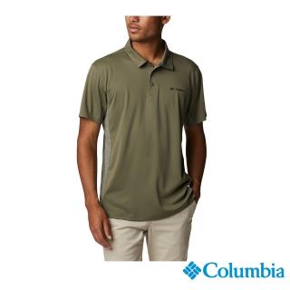 【Columbia 哥倫比亞 官方旗艦】男款-Zero Ice Cirro-CoolUPF50酷涼快排短袖Polo衫-軍綠(UAE92290AG / 20