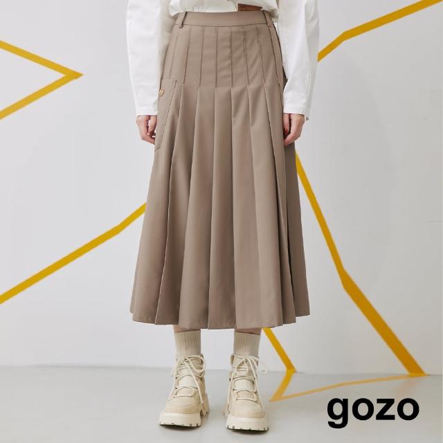 【gozo】大口袋百褶西裝長裙(兩色)