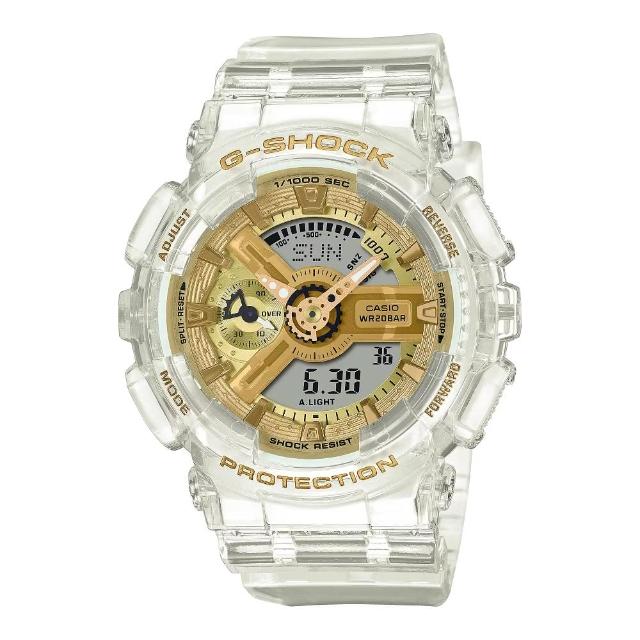 【CASIO 卡西歐】G-SHOCK閃耀金色雙顯錶(GMA-S110SG-7A)