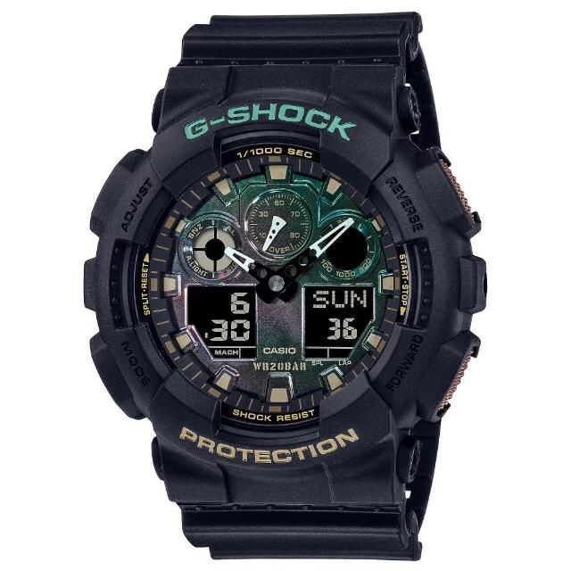 【CASIO 卡西歐】G-SHOCK鏽鐵意象設計靈感雙顯錶(GA-100RC-1A)