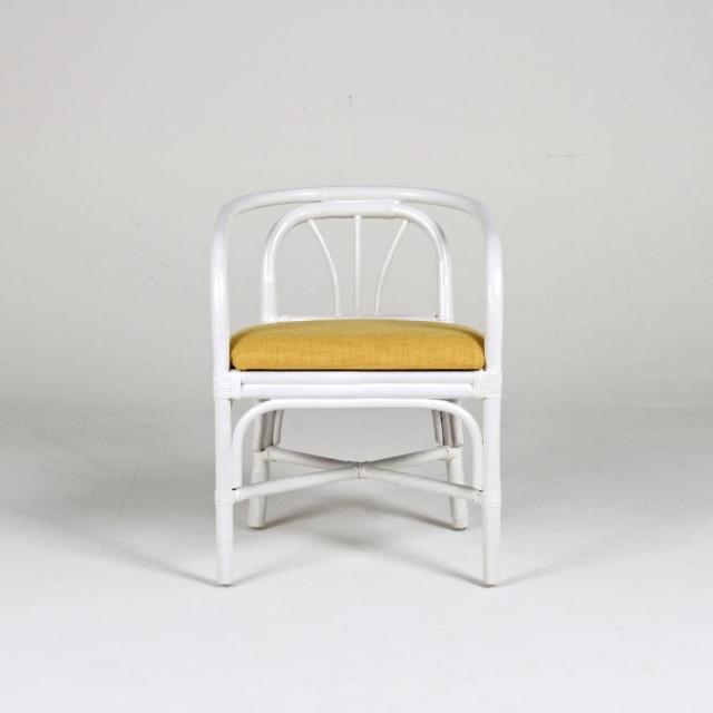 【山茶花家具】藤餐椅-藤條結構 室內椅DC112WW黃(白色餐椅)