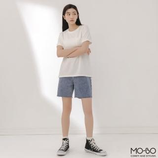 【MO-BO】隨性不收邊彈力丹寧短褲