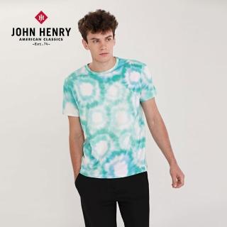【JOHN HENRY】紮染圓領短袖T恤-藍綠