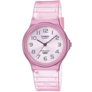 【CASIO 卡西歐】卡西歐薄型石英錶-果凍粉紅(MQ-24S-4B)