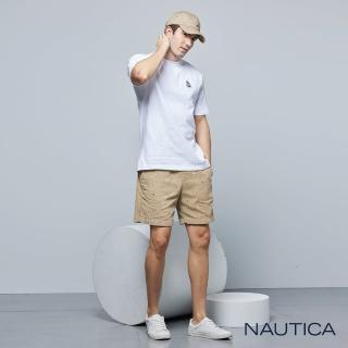 【NAUTICA】男裝 滿版帆船刺繡休閒短褲(卡其色)