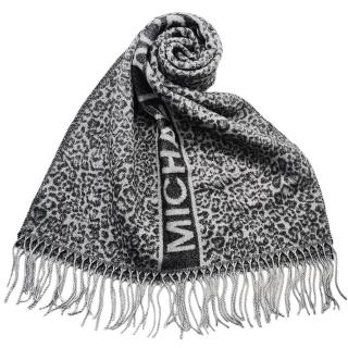 【Michael Kors】MK專櫃款動物紋披肩圍巾(黑灰色)