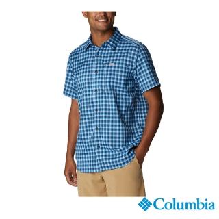 【Columbia 哥倫比亞 官方旗艦】男款-Silver Ridge超防曬UPF50快排短袖襯衫-藍格紋(UAE09380JC / 2023年