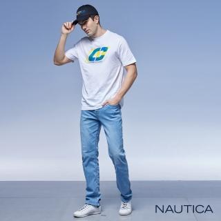 【NAUTICA】男裝 涼感刷色休閒牛仔褲(藍色)