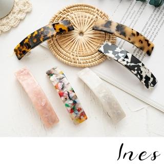 【INES】方形髮夾 弧面髮夾/韓國設計法式經典醋酸板材方形弧面髮夾 馬尾夾(6色任選)