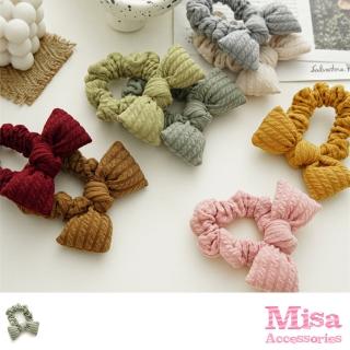 【MISA】蝴蝶結髮圈 彈力髮圈/韓國設計可愛胖胖蝴蝶結彈力髮圈 髮繩(3色任選)