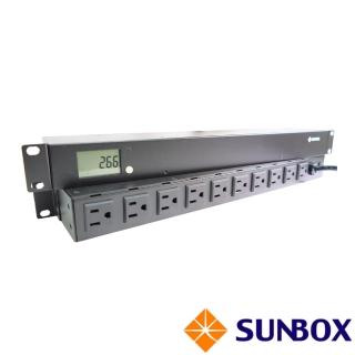 【SUNBOX 慧光】10孔20安培 LCD電錶 機架型排插(SPM-2012-10)