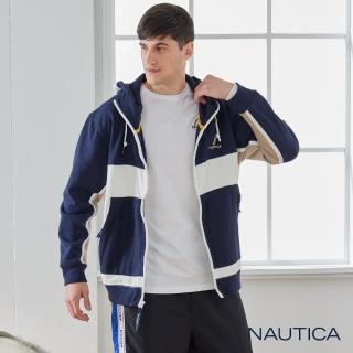 【NAUTICA】男裝 時尚修身拼接刷毛外套(深藍色)