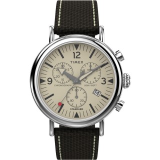 【TIMEX】戶外探索三眼計時腕錶-卡其X咖啡帶(TW2V43800)