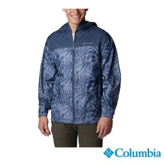 【Columbia 哥倫比亞 官方旗艦】男款-防曬UPF40防潑水風衣-深藍(UWE87770NY / 2023年春夏)