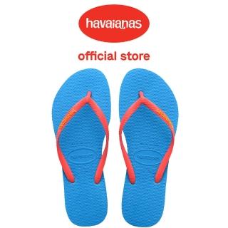 【havaianas 哈瓦仕】拖鞋 女鞋 夾腳拖 跳色 Slim Logo Pop Up 藍 4119787-0212W(哈瓦士)