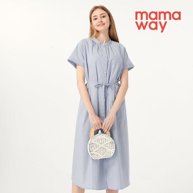 【mamaway 媽媽餵】純棉立領襯衫孕哺洋裝(兩穿)