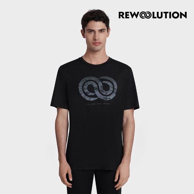 【Rewoolution】男 LOGOTYPE 140g短袖印花T恤[黑色](MC51295)