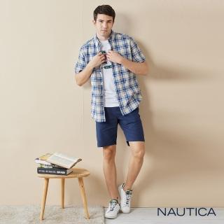 【NAUTICA】男裝 經典涼感透氣休閒短褲(深藍)