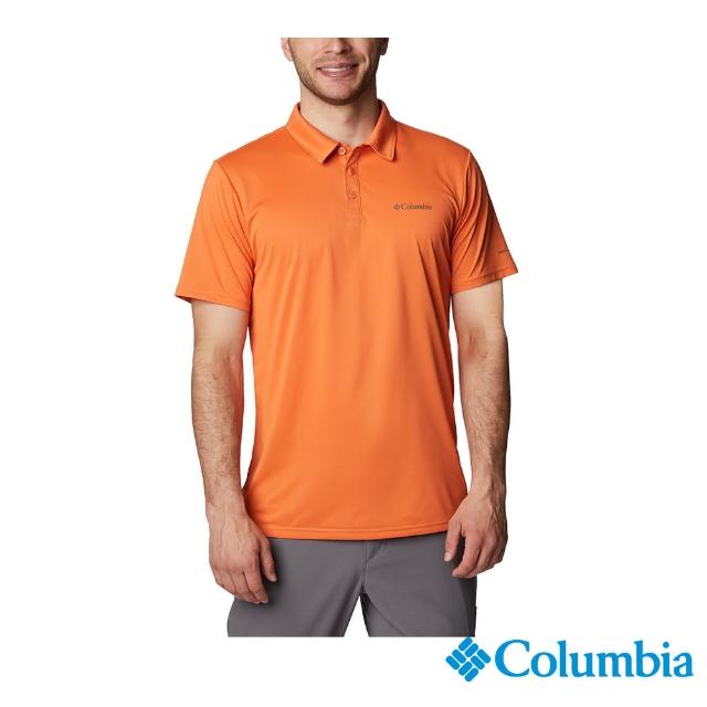 【Columbia 哥倫比亞 官方旗艦】男款-Columbia Hike快排短袖POLO衫-橘紅(UAE36140AH)