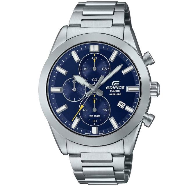 【CASIO 卡西歐】卡西歐 EDIFICE 藍寶石賽車鋼帶錶-藍色(EFB-710D-2A 台灣公司貨)