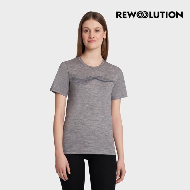 【Rewoolution】女 WAVES 140g短袖印花T恤[霧灰](WC51392)