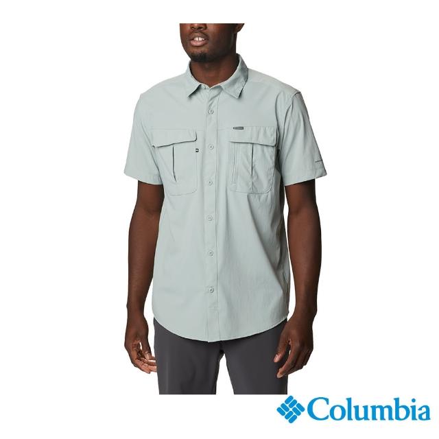 【Columbia 哥倫比亞 官方旗艦】男款-Newton Ridge超防潑短袖襯衫-湖水綠(UAE51270AQ / 2023年春夏)
