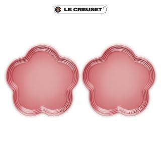 【Le Creuset】瓷器花型盤-大-2入(薔薇粉)