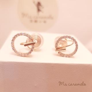 【焦糖小姐 Ms caramelo】玫瑰金夾式(鋯石耳環)