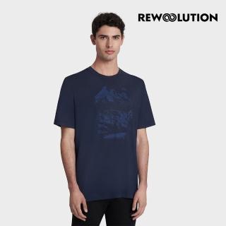 【Rewoolution】男 REFLECTIONS140g 短袖印花T恤[海軍藍](MC51356)