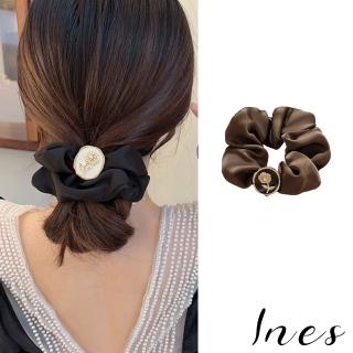 【INES】珍珠髮圈 花朵髮圈/韓國設計優雅氣質珍珠花朵釦造型大腸圈 髮圈(3色任選)