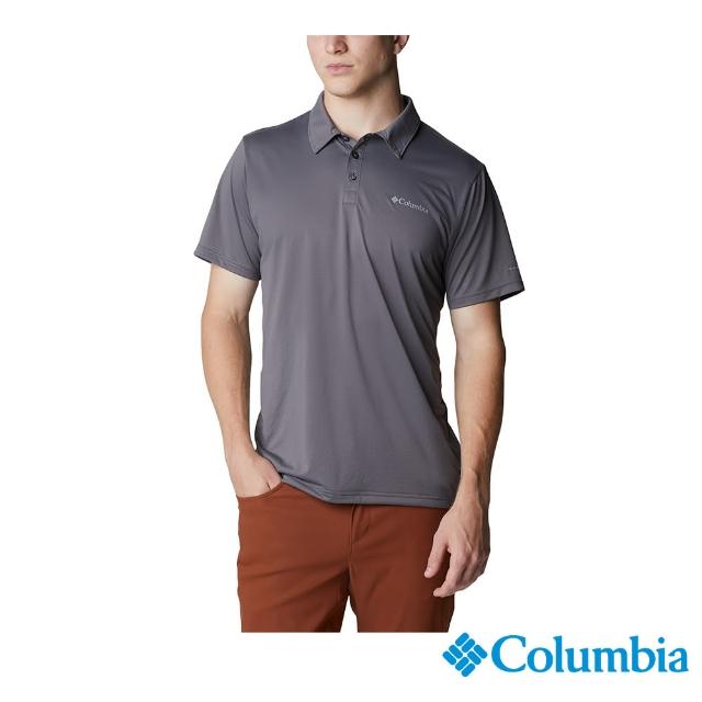 【Columbia 哥倫比亞 官方旗艦】男款-Columbia Hike快排短袖POLO衫-深灰(UAE36140DY)