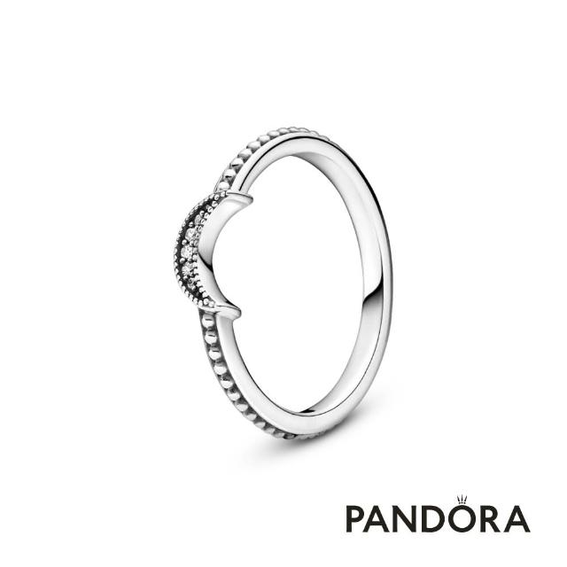【Pandora 官方直營】新月圓珠戒指