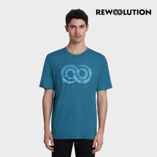 【Rewoolution】男 LOGOTYPE 140g短袖印花T恤[加勒比海藍](MC51257)