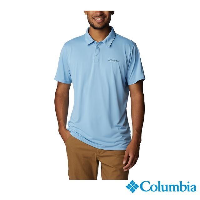 【Columbia 哥倫比亞 官方旗艦】男款-Columbia Hike快排短袖POLO衫-藍色(UAE36140BL)