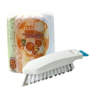 【日本AISEN】清潔刷具特惠組(兩用式清潔刷+5色網層海綿刷)