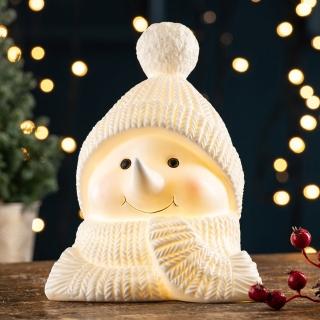 【愛爾蘭 Belleek Living】聖誕雪人娃娃頭LED夜燈(不含電池)