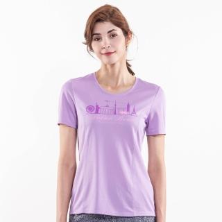 【POLAR BEAR 北極熊】女吸濕排汗網眼印花T恤-淺紫(23T05)