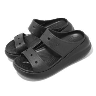 【Crocs】涼拖鞋 Classic Crush Sandal 男鞋 女鞋 黑 泡芙涼鞋 雙帶拖鞋 卡駱馳(207670001)