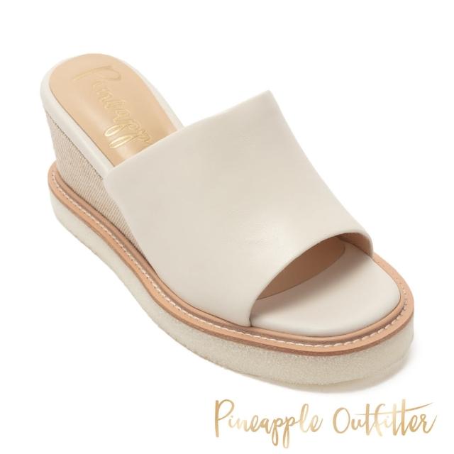 【Pineapple Outfitter】RHODA 真皮厚底楔型拖鞋(白色)