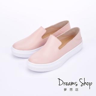 【DREAMS SHOP】3M防水_MIT真皮素面2way輕量懶人鞋-粉色(大尺碼女鞋41)