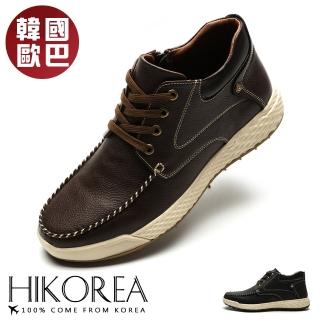 【HIKOREA】韓國空運。型男穿搭縫線側拉鍊厚底綁帶男款短靴(現+預/咖啡/73-481)